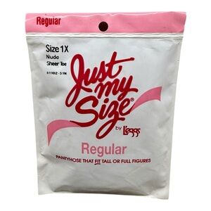 Leggs Just My Size Regular Pantyhose 1X Nude Sheer Toe 81102-S1N